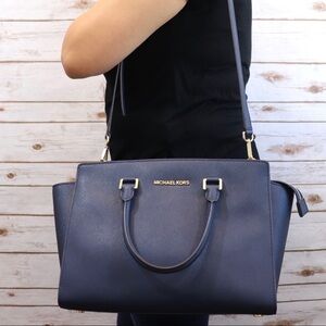 Michael Kors Navy Selma Large East West Satchel